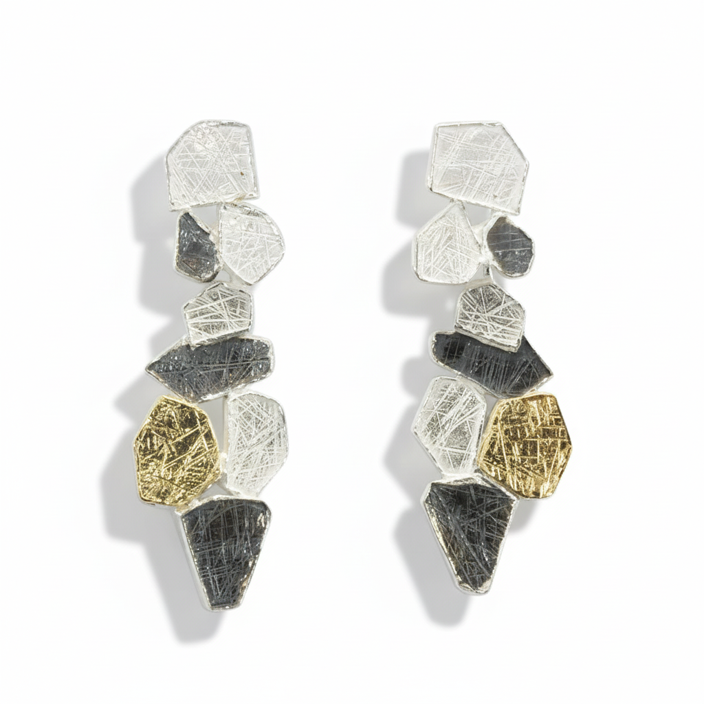 Three Colour Geometric Drop Earrings