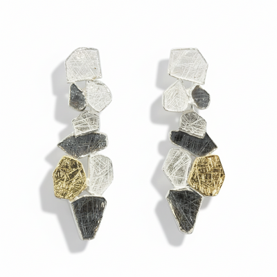 Three Colour Geometric Drop Earrings