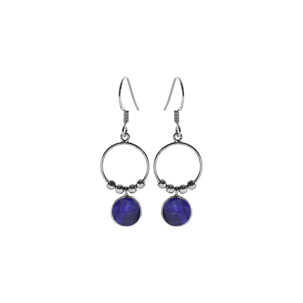 Sterling Silver Sapphire Quartz Ring and Ball Drop Earrings