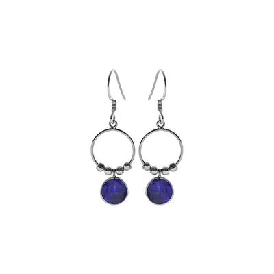 Sterling Silver Sapphire Quartz Ring and Ball Drop Earrings