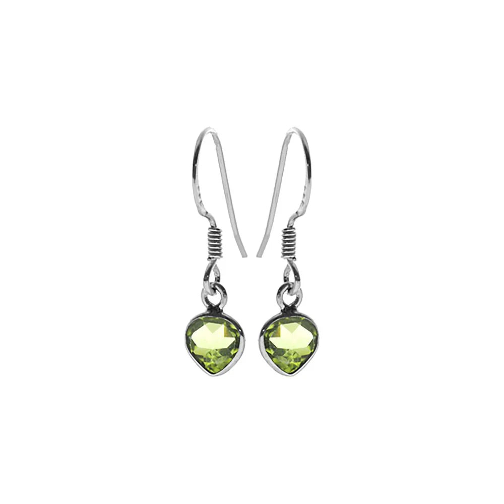 Sterling Silver Peridot Faceted Teardrop Earrings