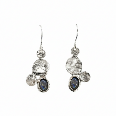Sterling Silver Labradorite Organic Drop Earrings
