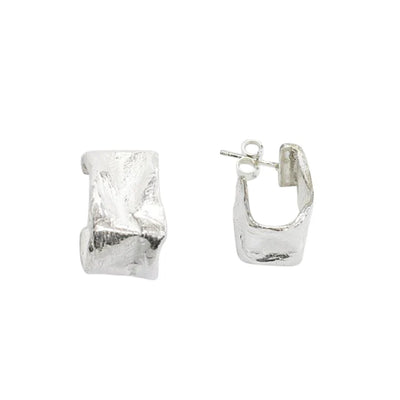 Sterling Silver Statement Folded Half Hoop Earrings