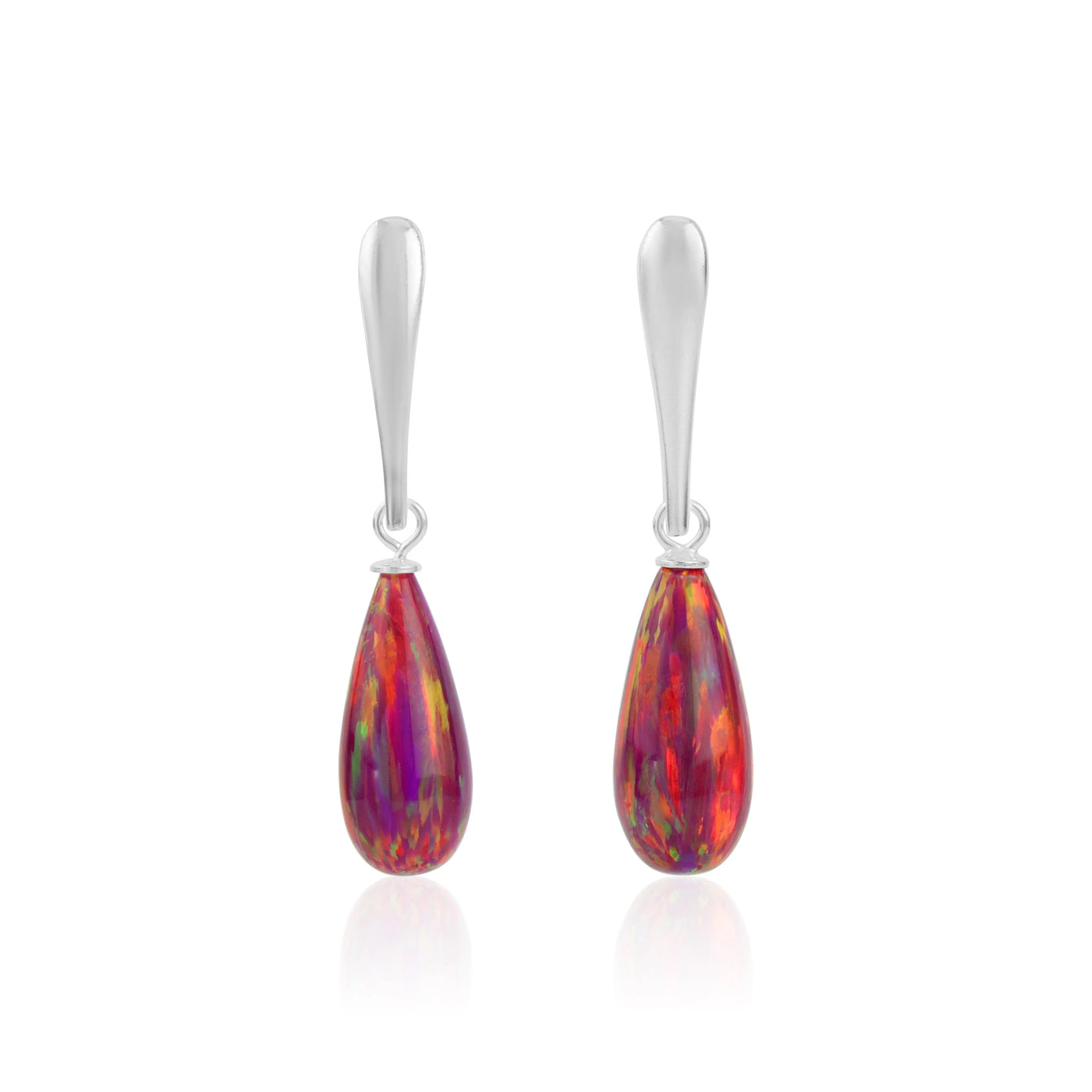 Lavan Sterling Silver Red Opal Teardrop Earrings