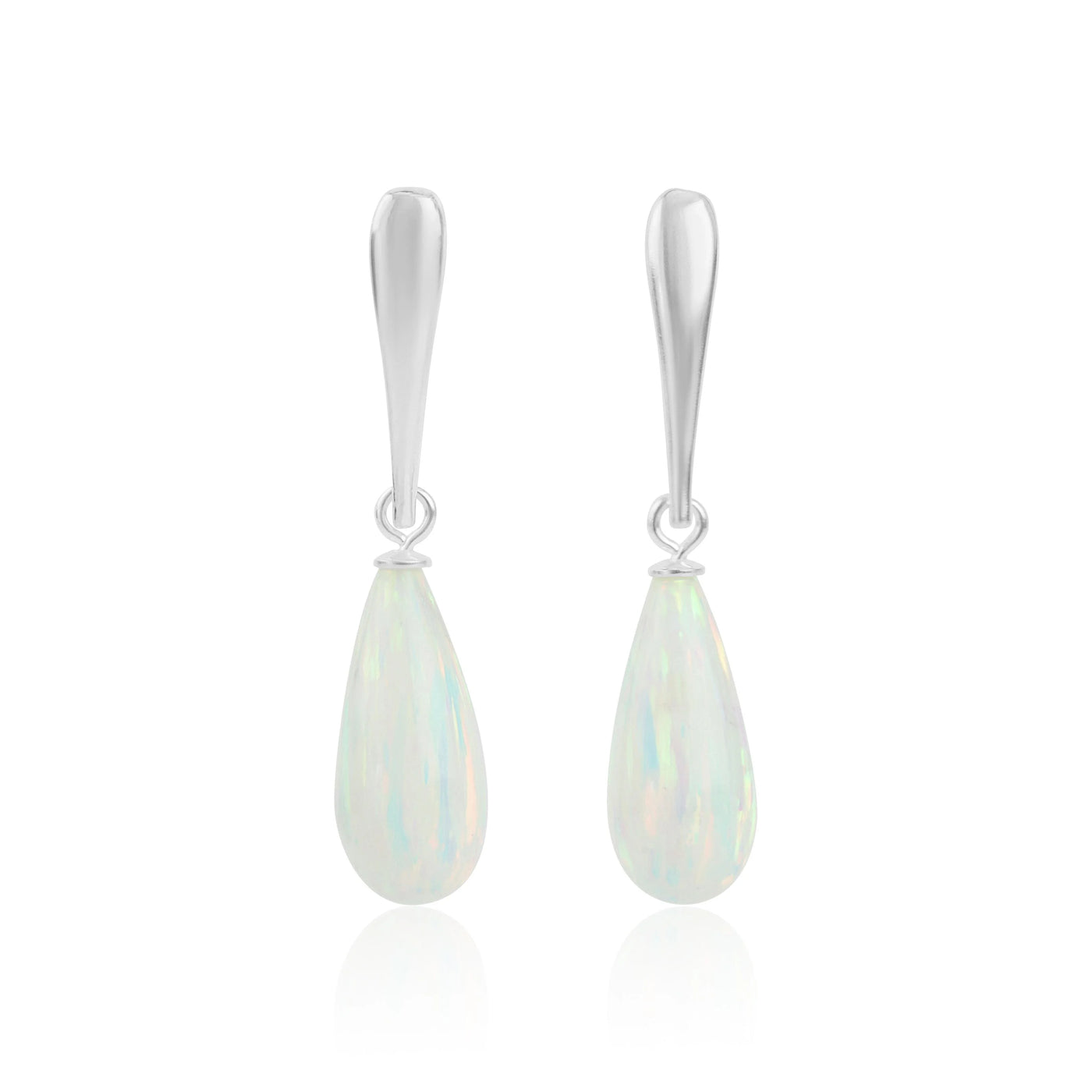 Lavan Sterling Silver White Opal Teardrop Earrings