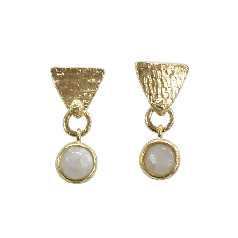 Gold Vermeil Moonstone Geometric Drop Earrings
