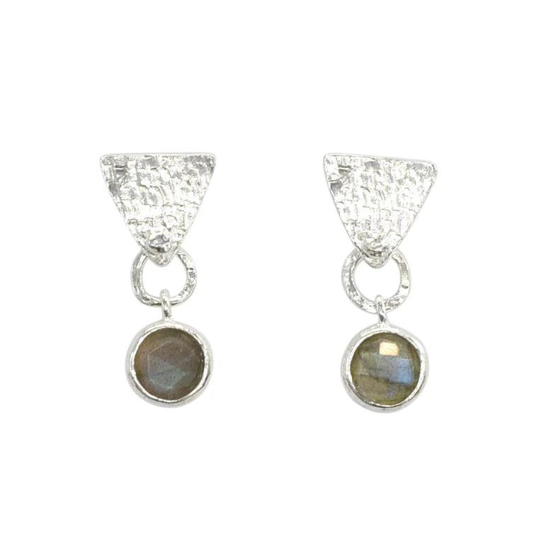 Sterling Silver Geometric Labradorite Drop Earrings