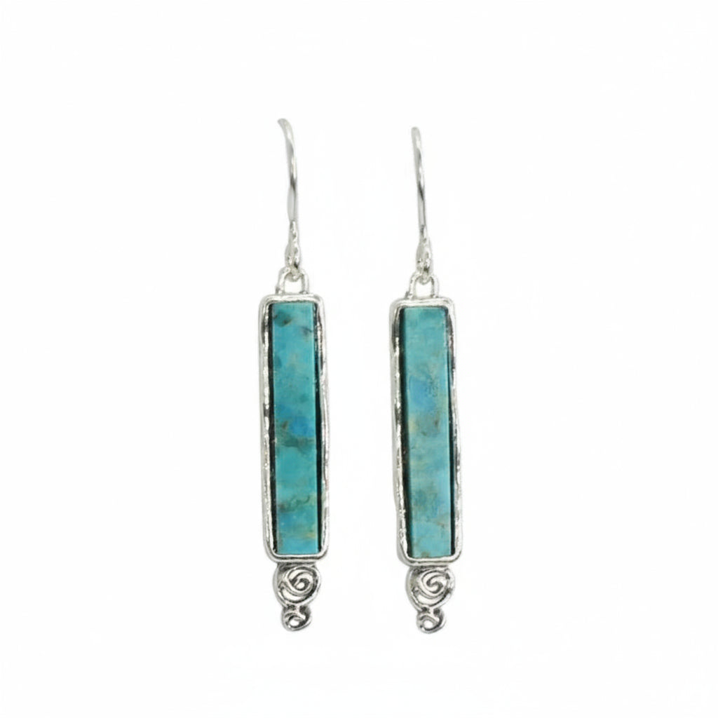 Sterling Silver Turquoise Stone Drop Earrings