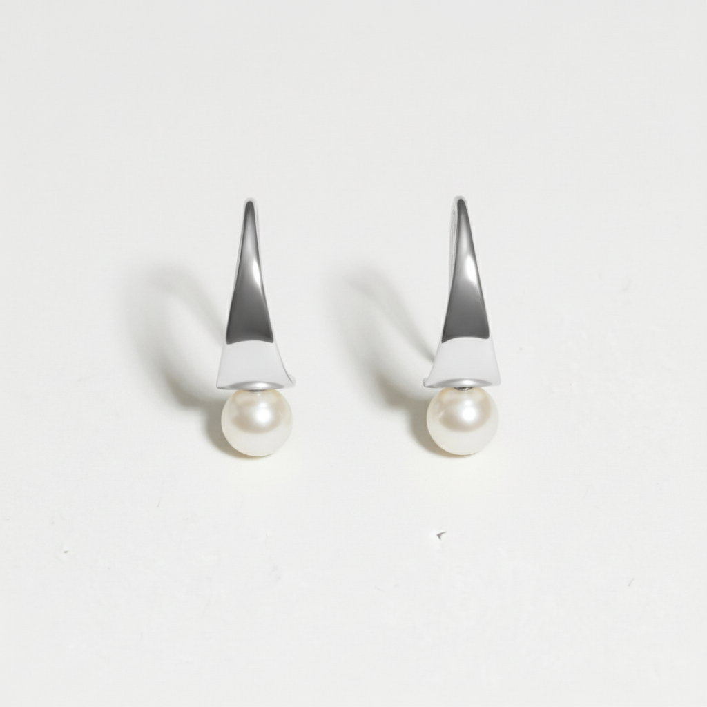 Sterling Silver Pearl Hoop Earrings