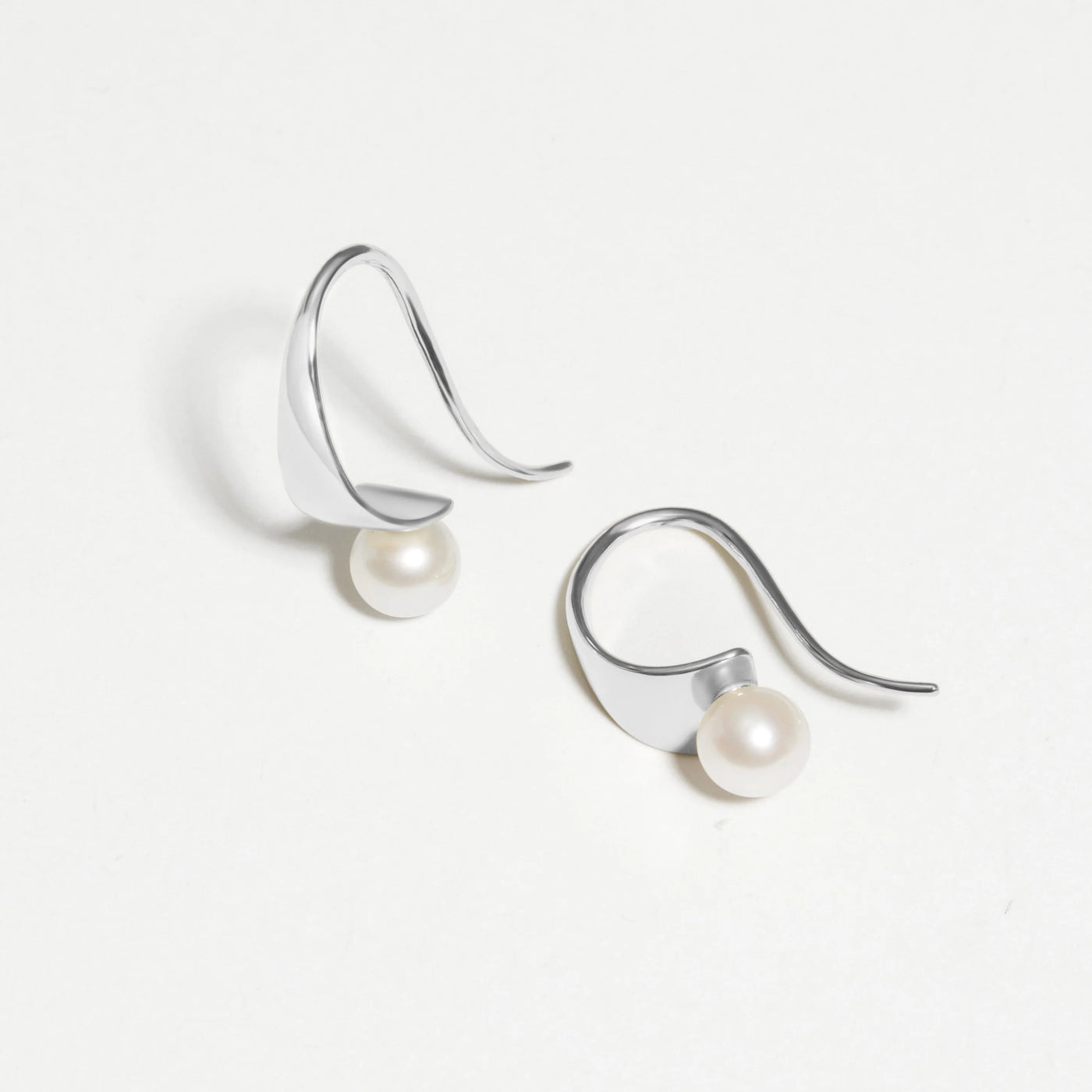 Sterling Silver Pearl Hoop Earrings