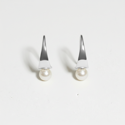 Sterling Silver Pearl Hoop Earrings