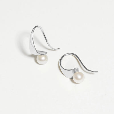 Sterling Silver Pearl Hoop Earrings