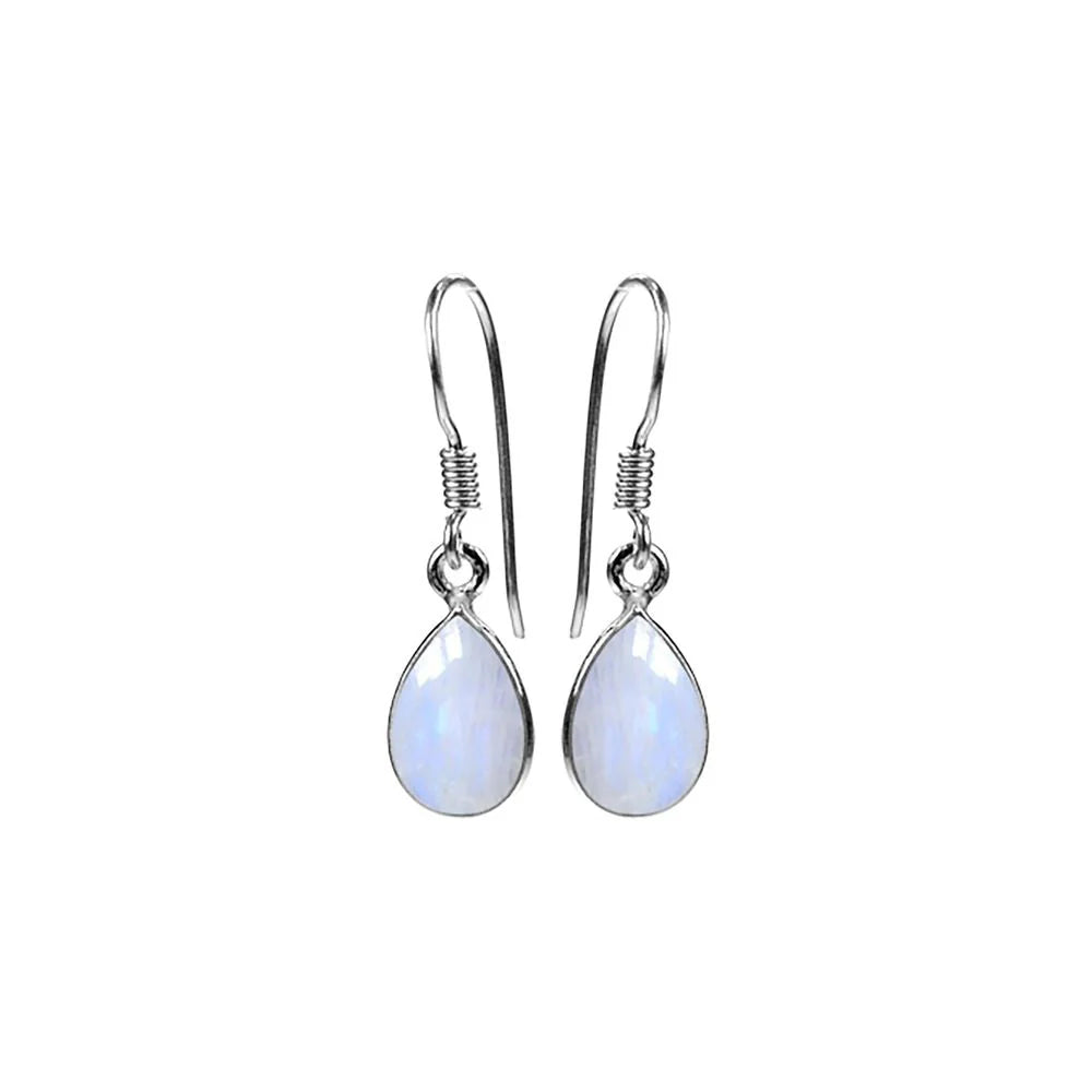 Sterling Silver Rainbow Moonstone Drop Earrings