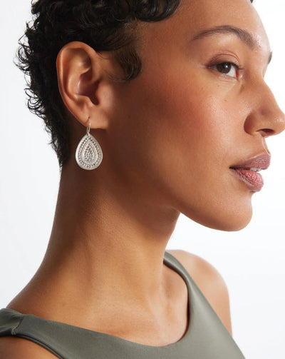 Anna Beck Silver Contrast Dotted Teardrop Earrings - Rococo Jewellery