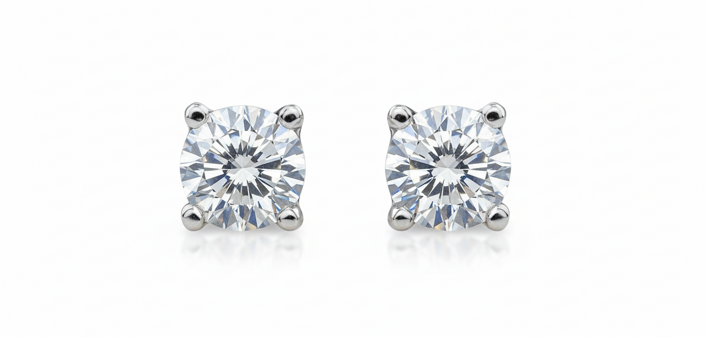 9ct White Gold 0.10ct Diamond Stud Earrings