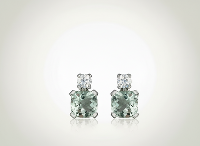 9ct White Gold Diamond and Aquamarine Drop Earrings