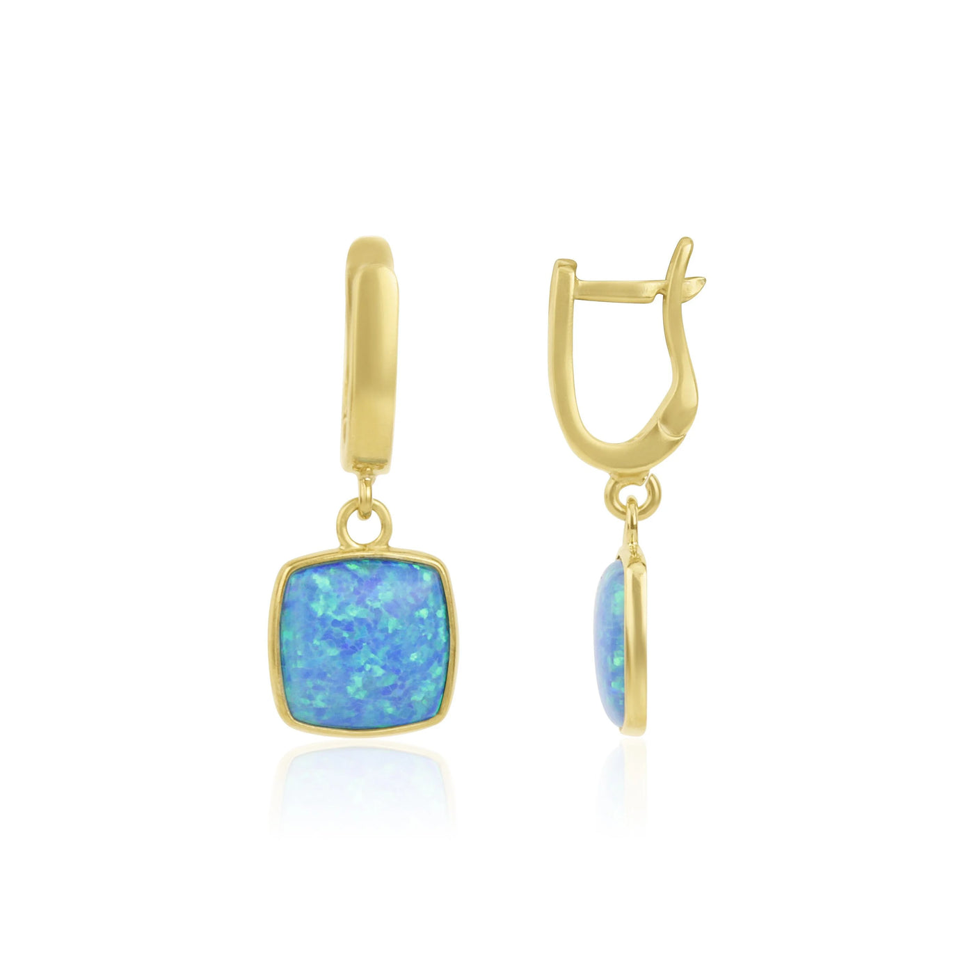 Lavan 18ct Gold Vermeil Blue Opal Hoop Drop Earrings