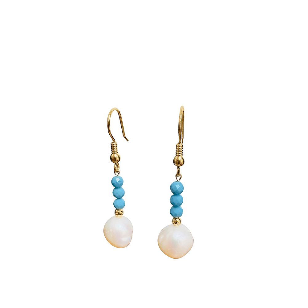 Yaron Morhaim Baroque Pearl and Turquoise Earrings