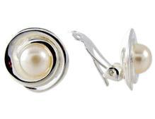 Silver and Pearl Clip Earrings - Rococo Jewellery