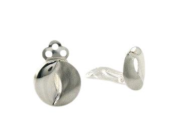 Silver Two Tone Circle Clip Earrings - Rococo Jewellery