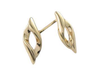 9ct Gold Open Leaf Stud Earrings - Rococo Jewellery