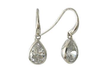 Sterling Silver Cubic Zirconia Teardrop Earrings - Rococo Jewellery