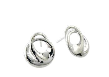Sterling Silver Contemporary Swirl Design Stud Earrings - Rococo Jewellery