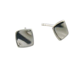 Sterling Silver Small Square Polished Stud Earrings - Rococo Jewellery