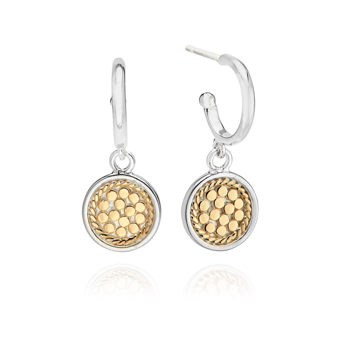 Anna Beck Gold Silver Classic Drop Disc Earrings - Rococo Jewellery