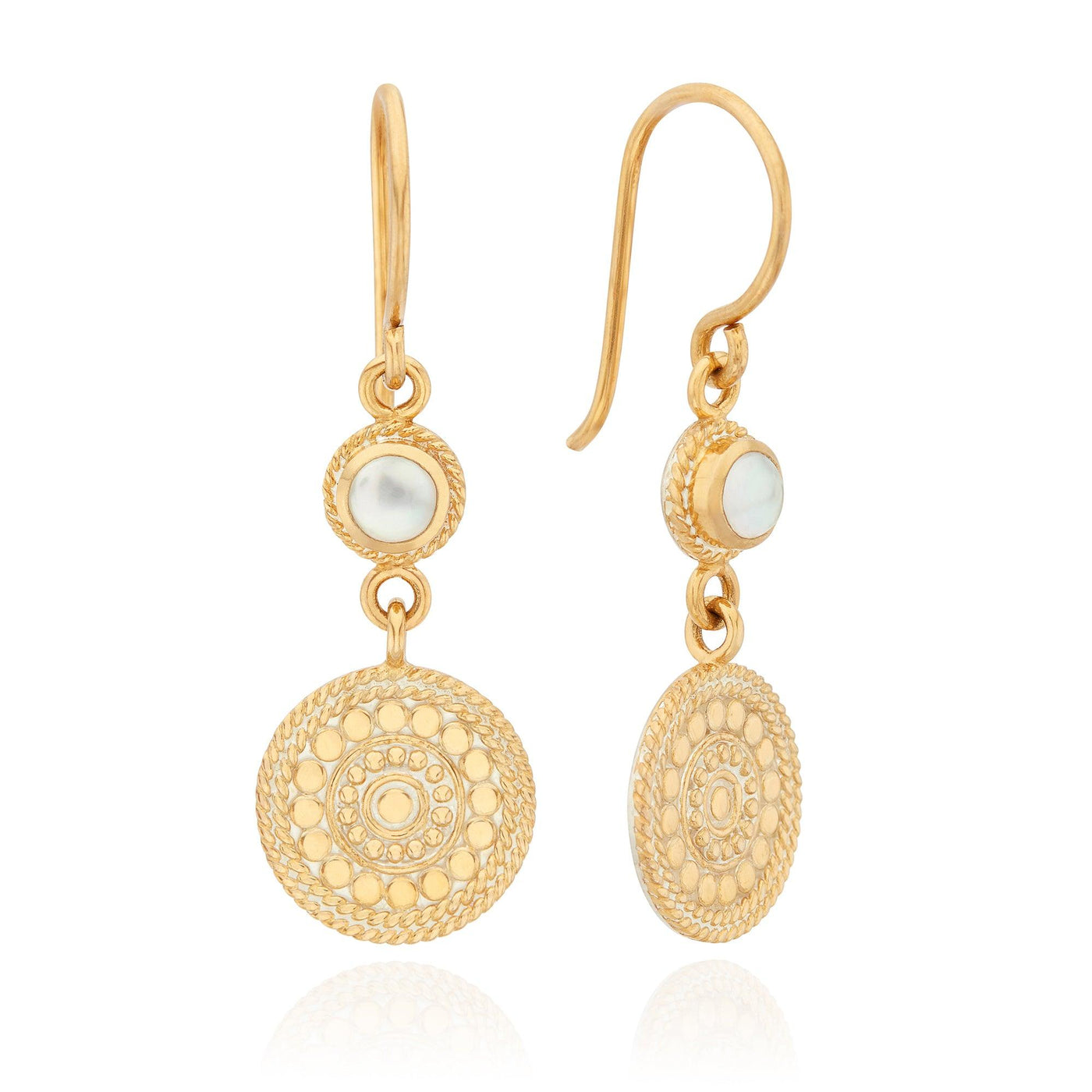 Anna Beck Mother of Pearl Disc Drop Earrings - Rococo Jewellery