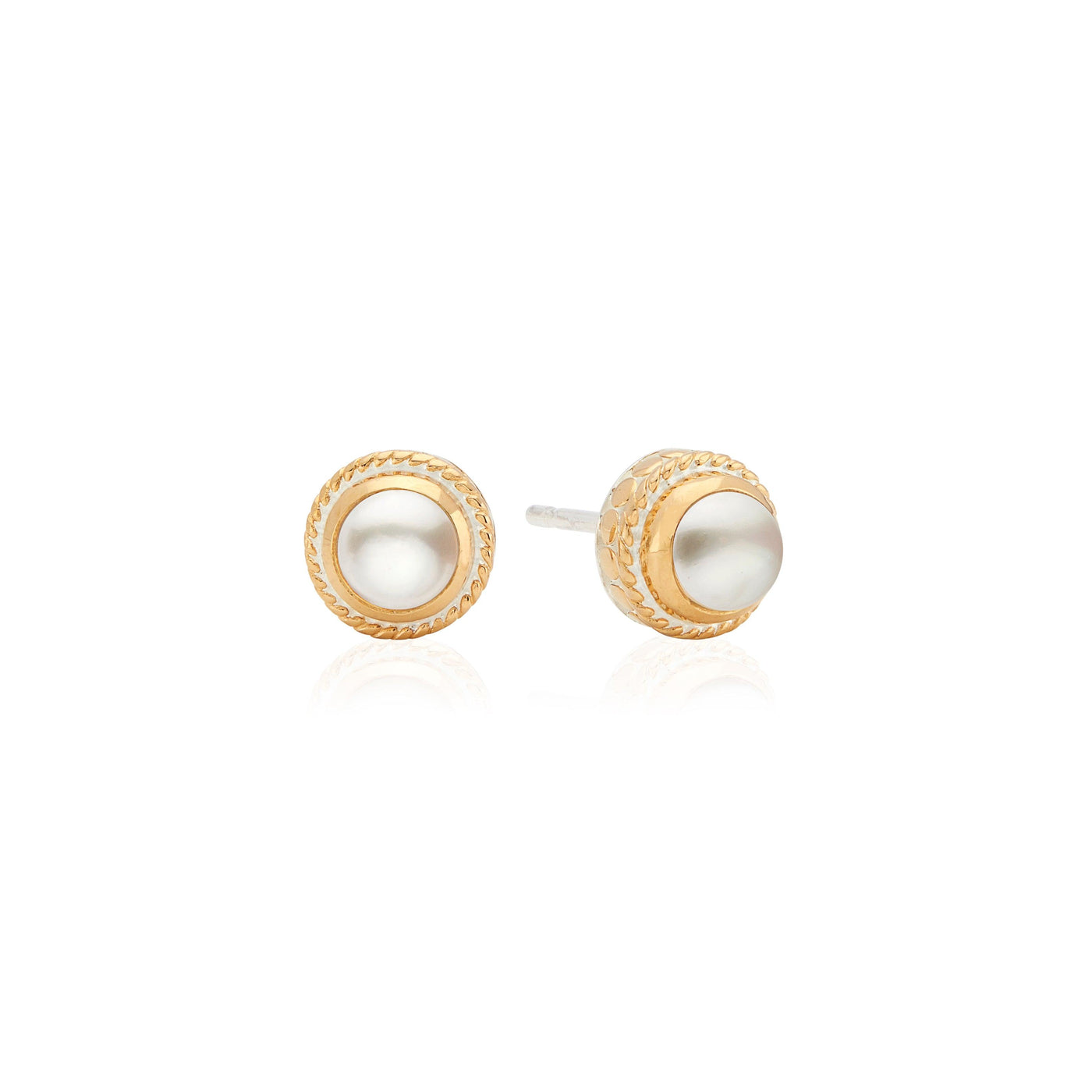 Anna Beck Gold Vermeil Pearl Charm Stud Earrings - Rococo Jewellery