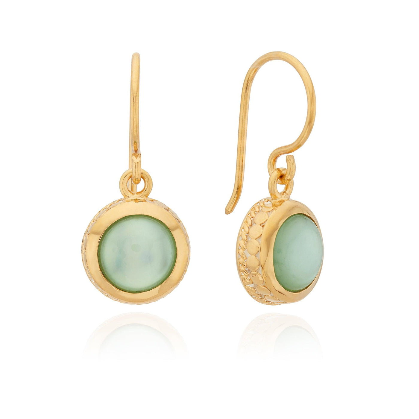 Anna Beck Gold Green Quartz Drop Earrings - Rococo Jewellery