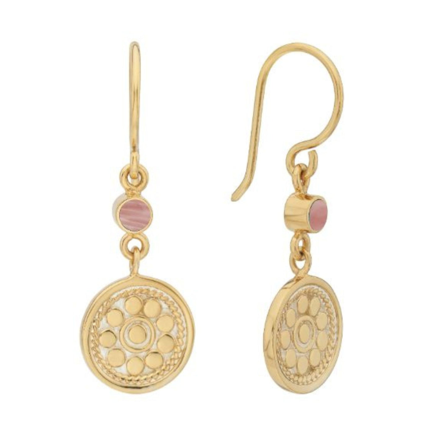 Anna Beck Gold Pink Opal Circle Drop Earrings