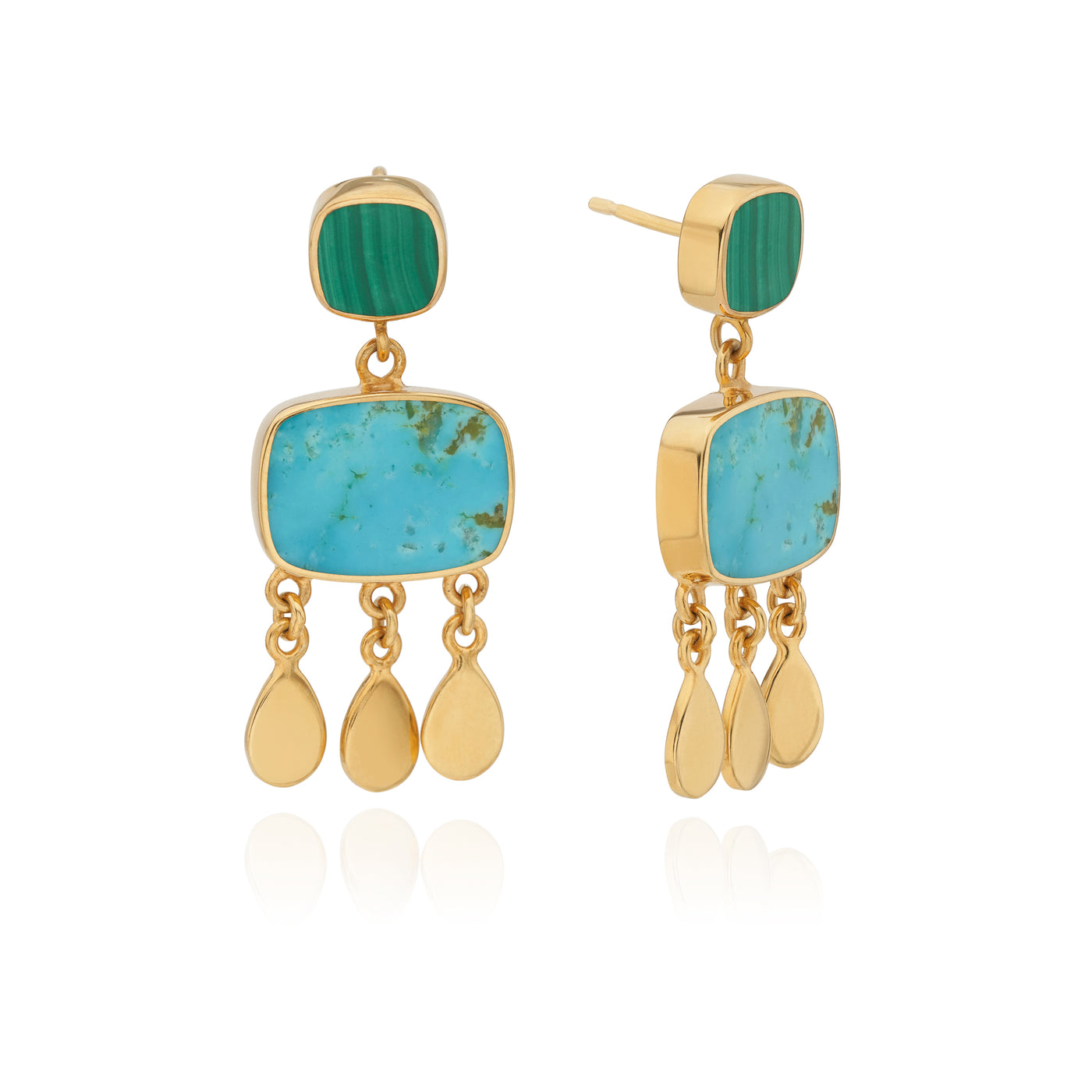 Anna Beck Gold Turquoise Cushion Drop Earrings