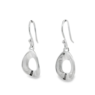 Sterling Silver Oval Outline Drop Earrings