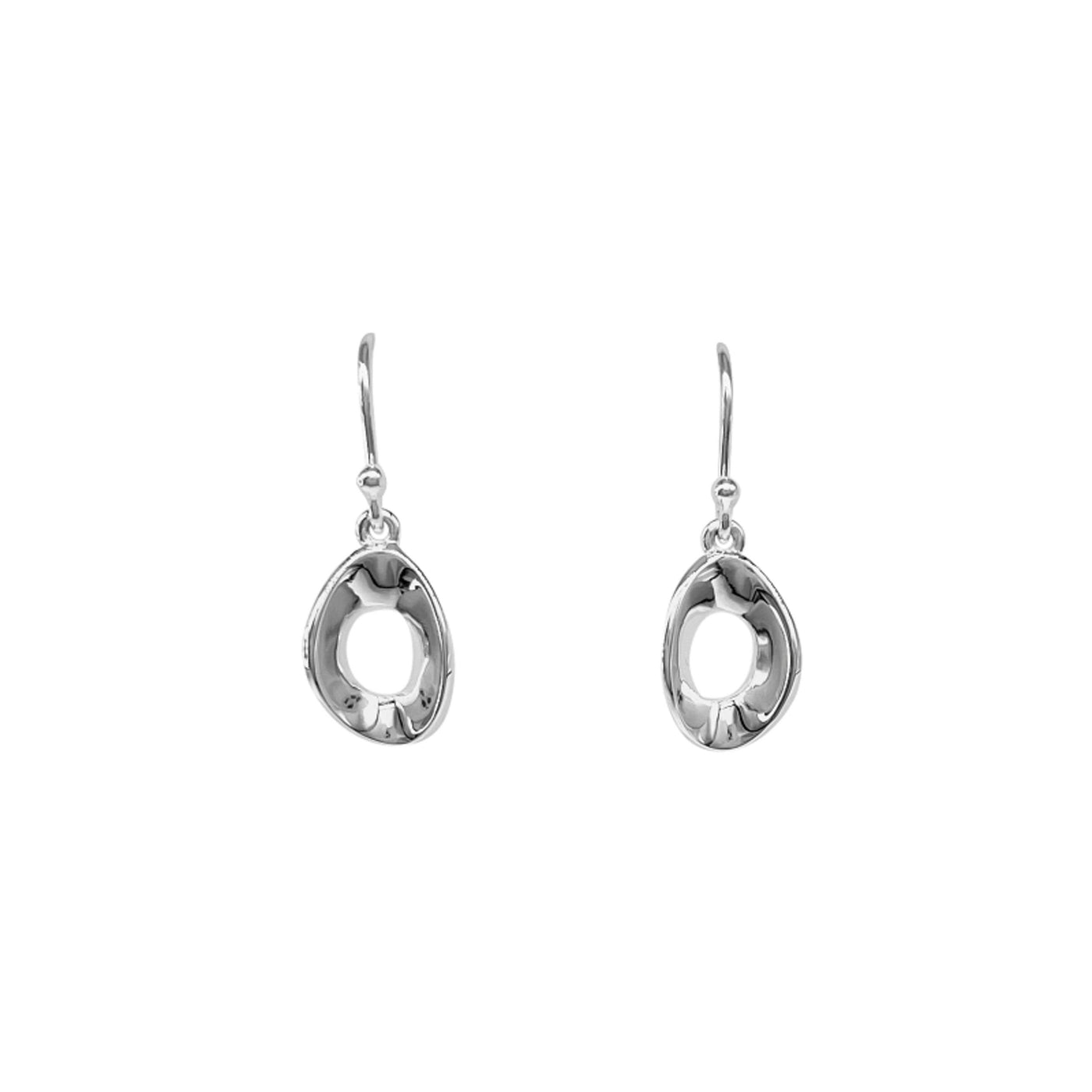 Sterling Silver Oval Outline Drop Earrings - Rococo Jewellery