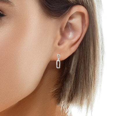 Silver Paper Chain Drop Earrings