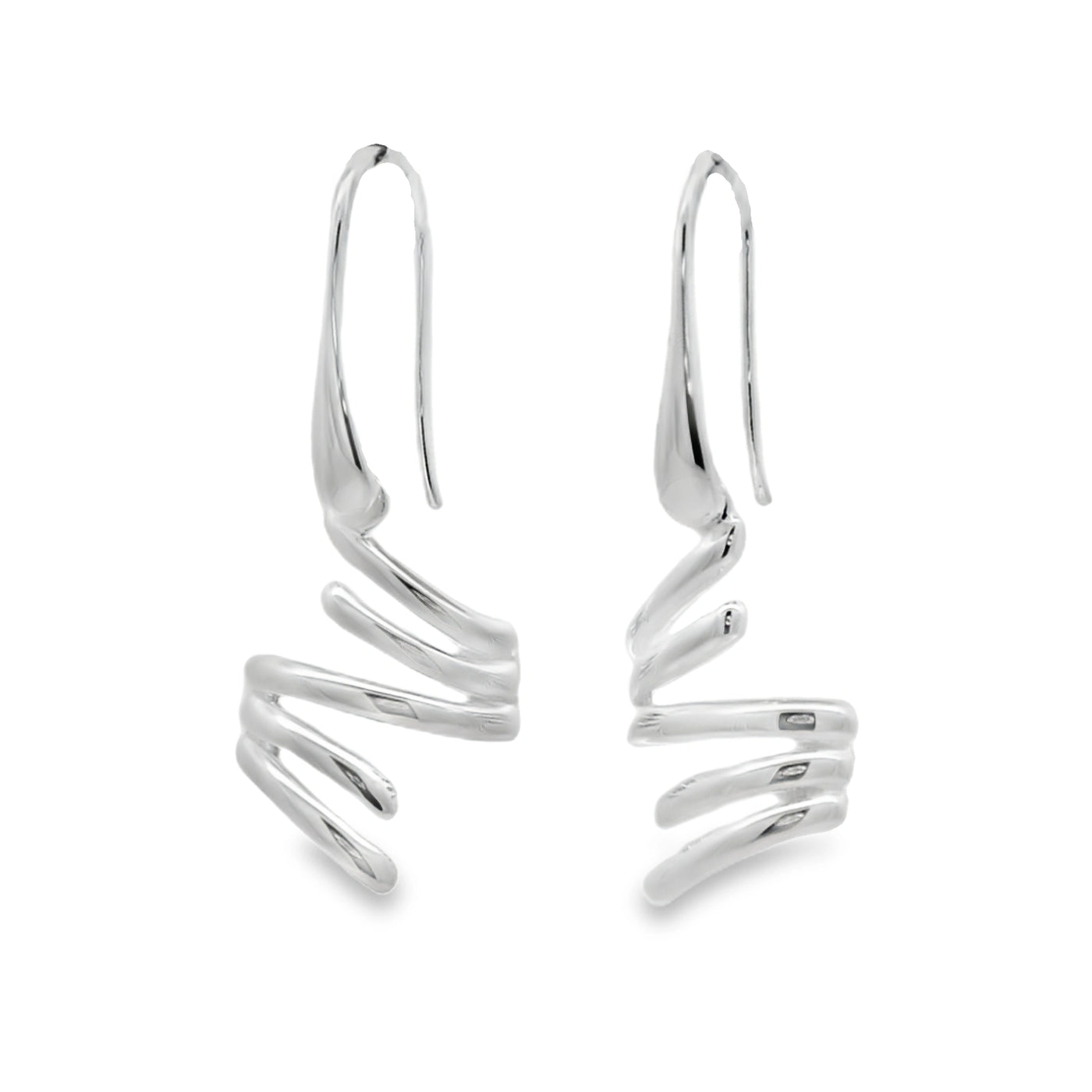 Silver Jenga Drop Earrings