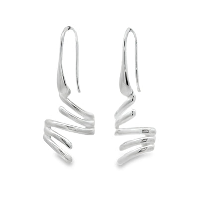 Silver Jenga Drop Earrings