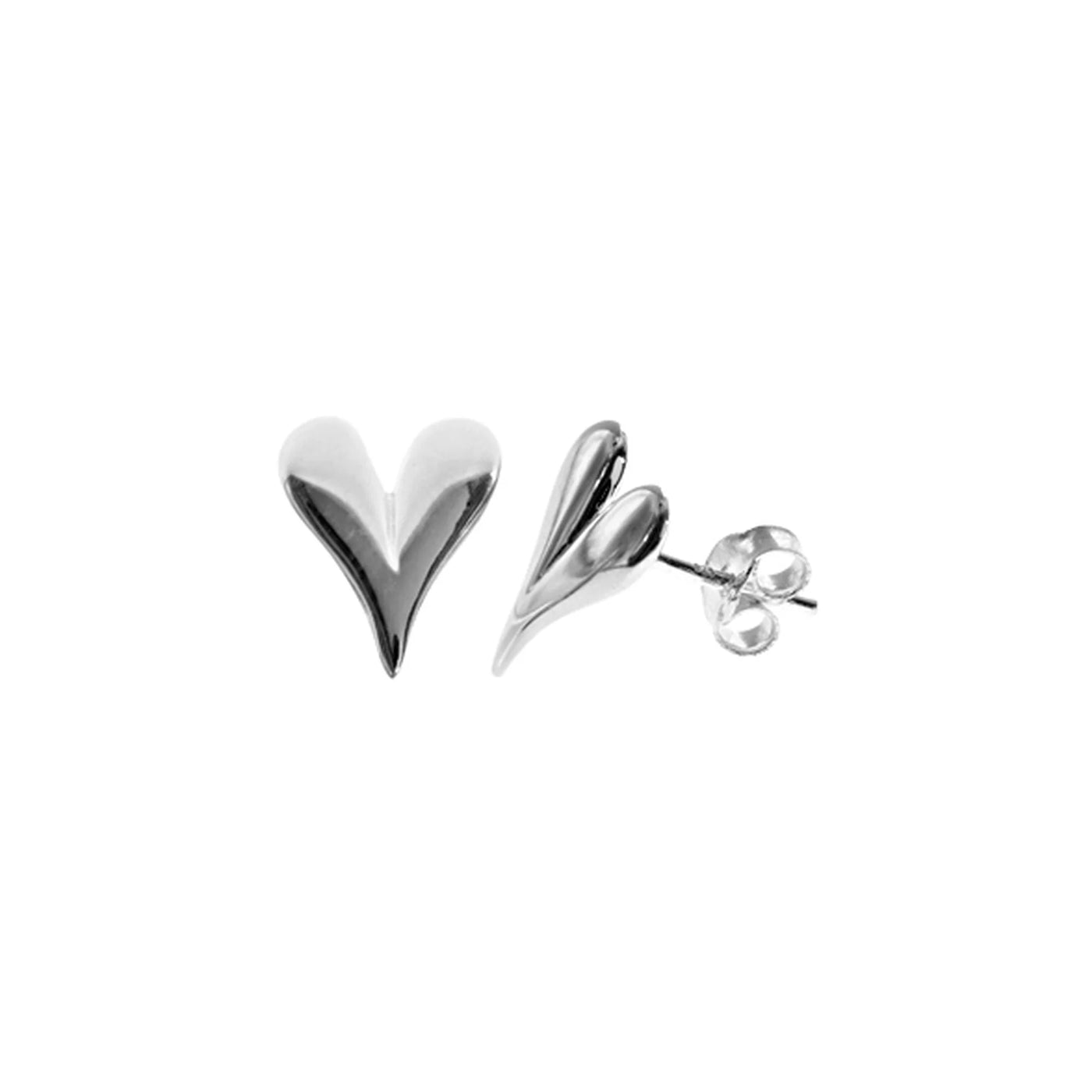 Sterling Silver Elongated Heart Stud Earrings