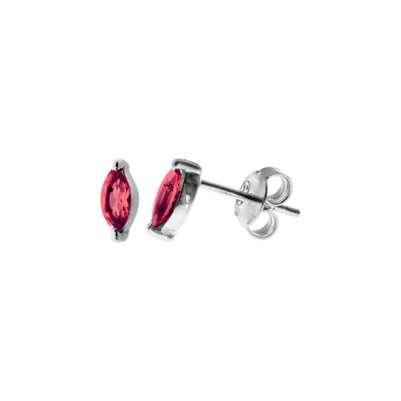 Sterling Silver Garnet Marquis Stud Earrings