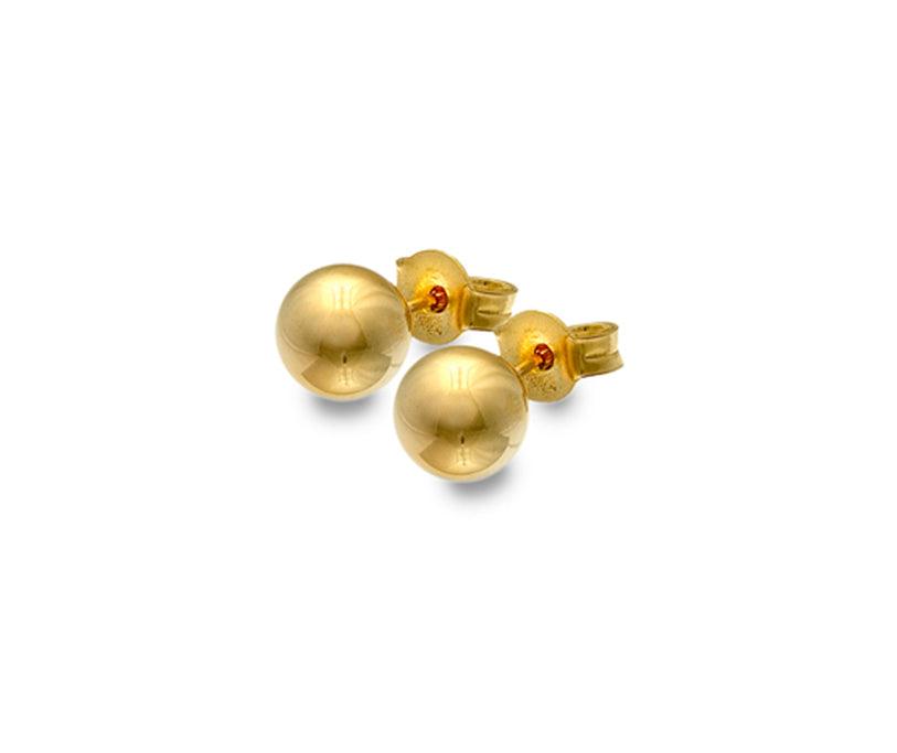 9ct Yellow Gold 7mm Ball Stud Earrings - Rococo Jewellery
