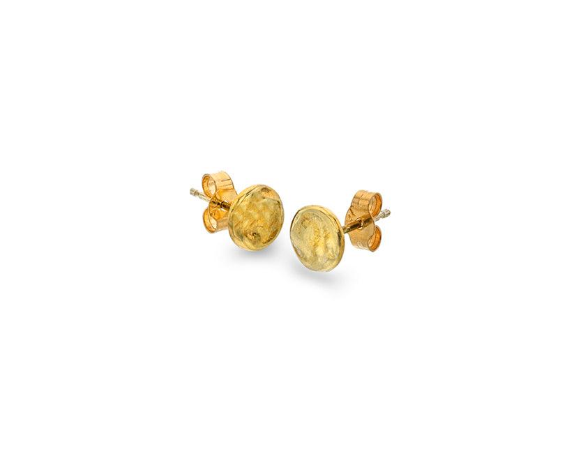 9ct Yellow Gold Wobbly Disc Stud Earrings - Rococo Jewellery