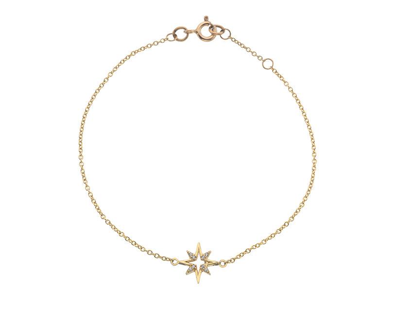 9ct Yellow Gold Cubic Zirconia Starburst Bracelet - Rococo Jewellery