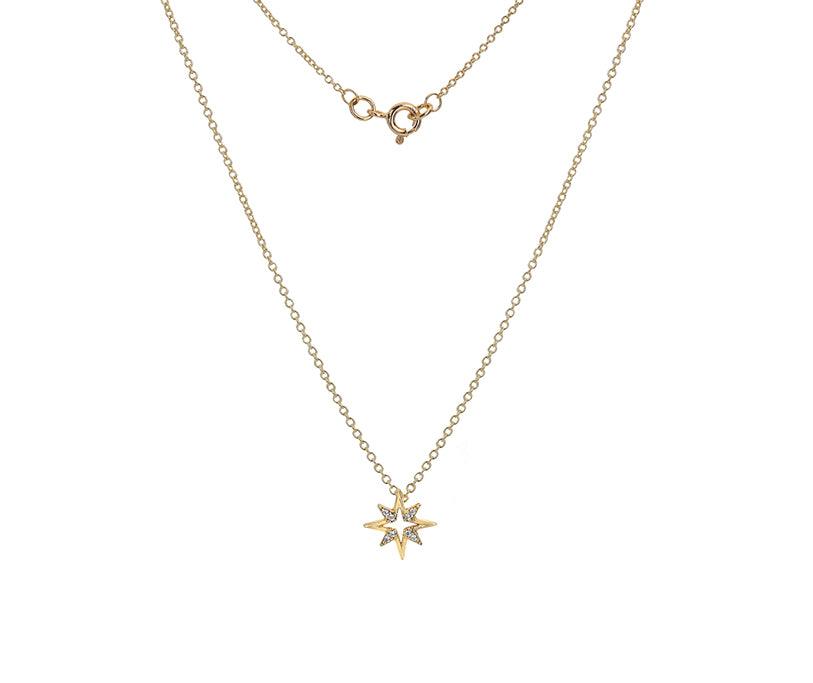 9ct Yellow Gold Cubic Zirconia Starburst Necklace - Rococo Jewellery