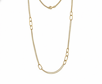 9ct Yellow Gold Oblong Station Necklace