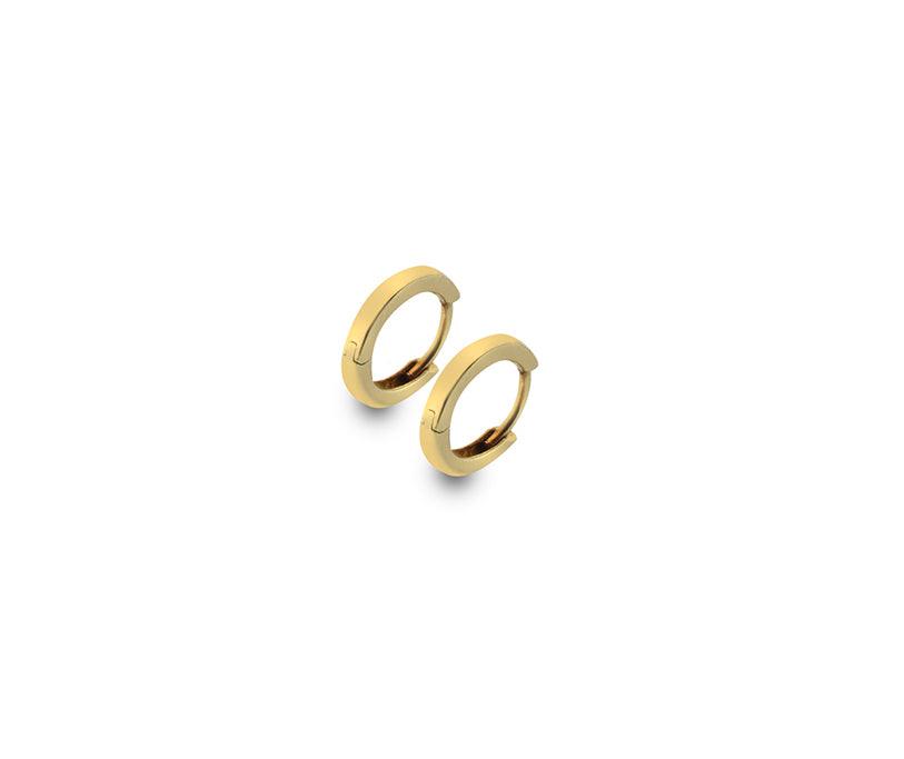 9ct Yellow Gold 1.15cm Round Huggie Earrings - Rococo Jewellery