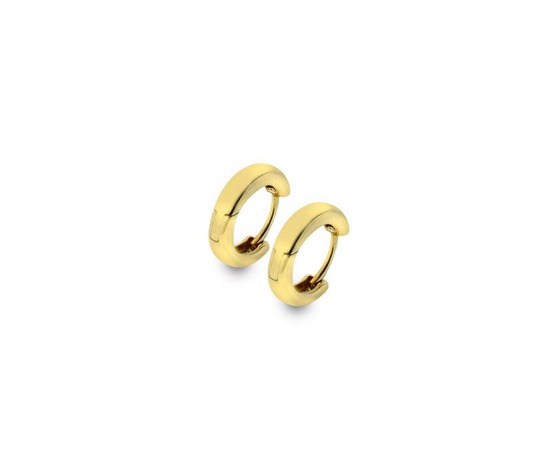 9ct Yellow Gold 1.2cm Round Huggie Earrings - Rococo Jewellery