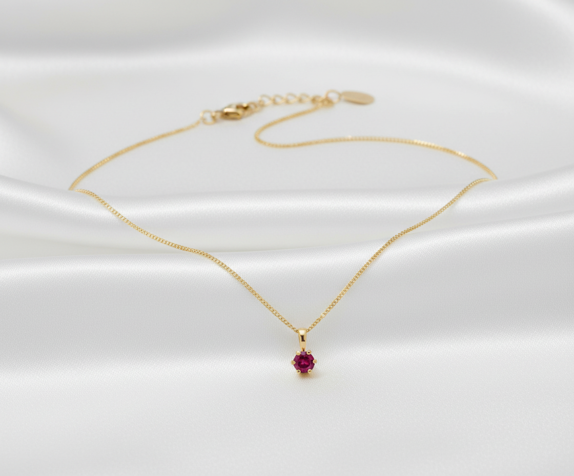 9ct Gold & 4mm Claw Set Ruby Pendant