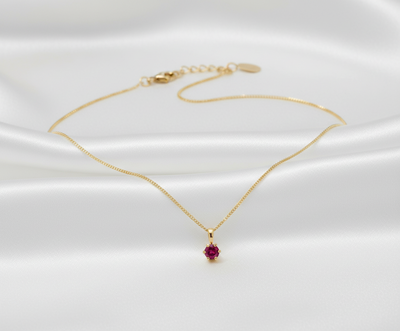 9ct Gold & 4mm Claw Set Ruby Pendant